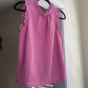 FLAWED Loft Ruffle High Neck Pink Blouse